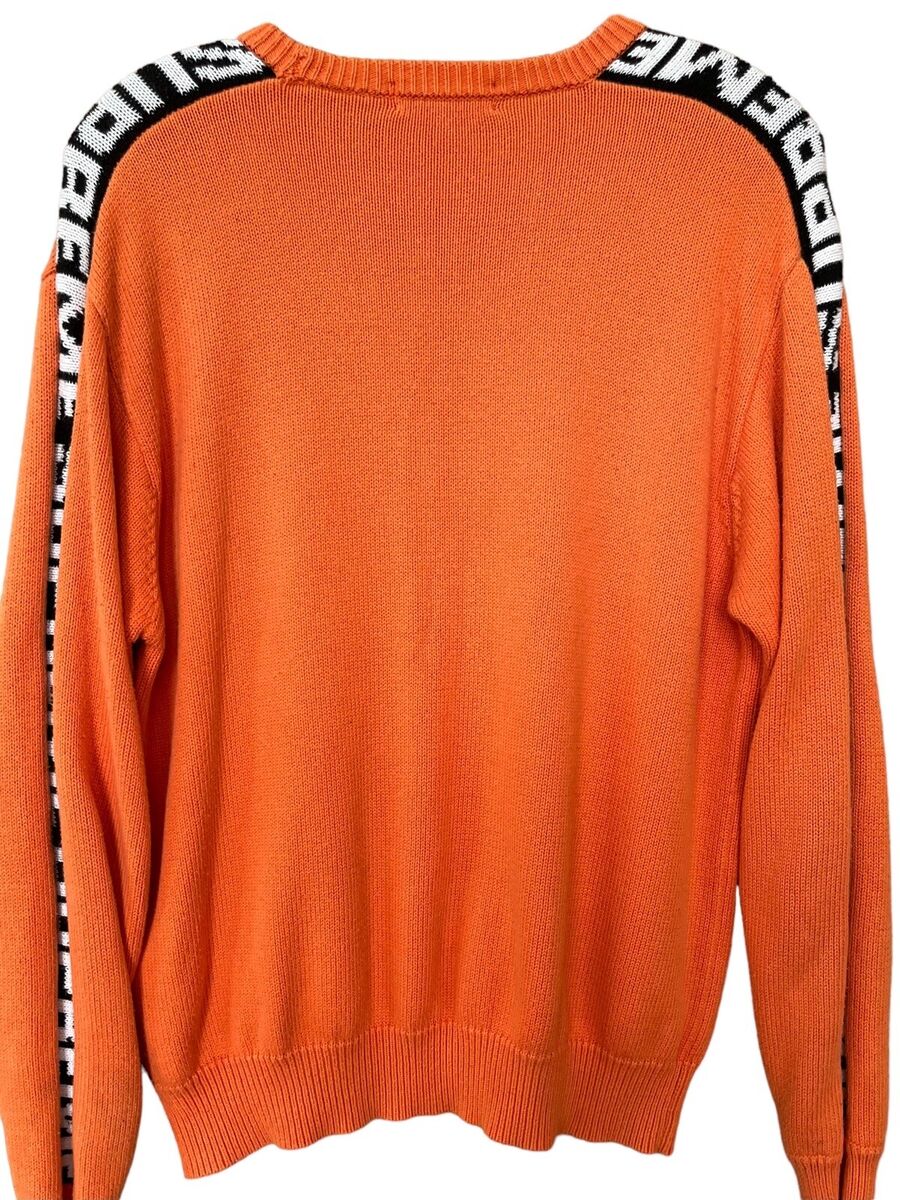 Supreme Top Mens Medium Orange Black Logo Spellout Sweater Supreme Top Mens Medium Orange Black Logo Spellout Sweater