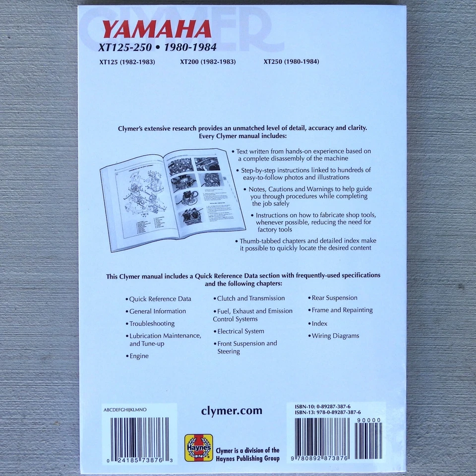 Yamaha XT125 XT200 XT250 XT 125 200 250 CLYMER 1980-1984 MANUAL M417 Foto 3 de 3
