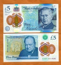 Great Britain 5 pounds, 2023 (2024) P-398 King Charles, Churchill UNC Polymer