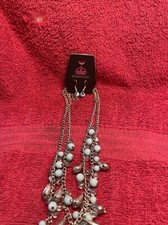 Paparazzi Blue/Silver Bead Clear Rhinestones Necklace, Earrings Set