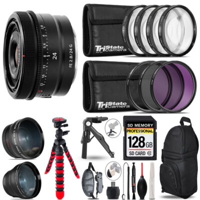 Sony FE 24mm f/2.8 G Lens + Lenses+Tripod +Backpack -128GB