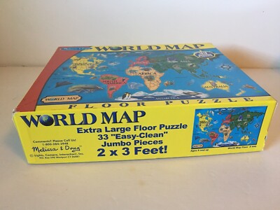 Puzzle World Map 33 Easy Clean Jumbo Piece Extra Large Floor