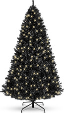 4.5Ft Pre-Lit Black Christmas Tree with 175 Lights - Perfect Holiday Decor