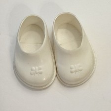 Vintage 2.5  White Baby Doll Shoes Molded Slip On Rubber Vinyl