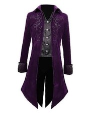 Mens Steampunk Tailcoat Jacket Gothic Victorian Costume Medium Purple