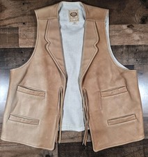 WAH Maker Leather Range Vest Medium Western Cowboy USA Made Frontier Workwear