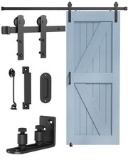 Sliding Barn Door Hardware Kit - 5 FT Heavy Duty Steel Rail Farm Door Hardwar...