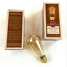 2 Pack PL T Edison Style Light Bulbs 60W ST58 Tinted Cone End Squirrel Cage