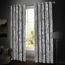 Thick Blackout Crushed Velvet Curtains Ring Top Fully Lined Ready Made Curtains