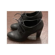 Franco Sarto Izaro Black Leather Lace Up Oxford Pump 7.5M Whimsigoth Steampunk