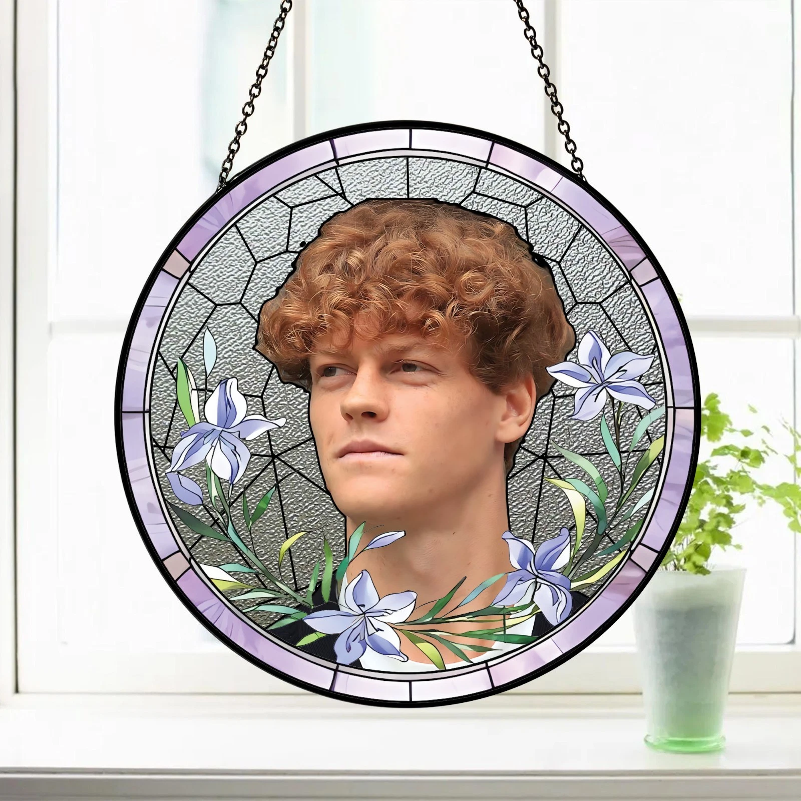 Jannik Sinner  Stained Glass Suncatcher-Home Window Hanging Ornament