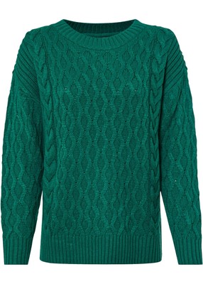 Strick-Pullover mit Zopfmuster Gr. 52/54 Brillantgrün Damen Langarm-Pulli Neu