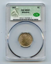 1907 Liberty Head "V" Nickel CACG MS61 -  WitterBrick