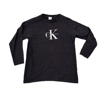 VTG 90s Calvin Klein Jeans CK Logo Long Sleeve T Shirt Made in USA