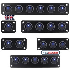 1 2 3 4 5 6 Gang 3 Pin Rocker Switch Panel On Off 12V 20A Blue LED Car Van Boat