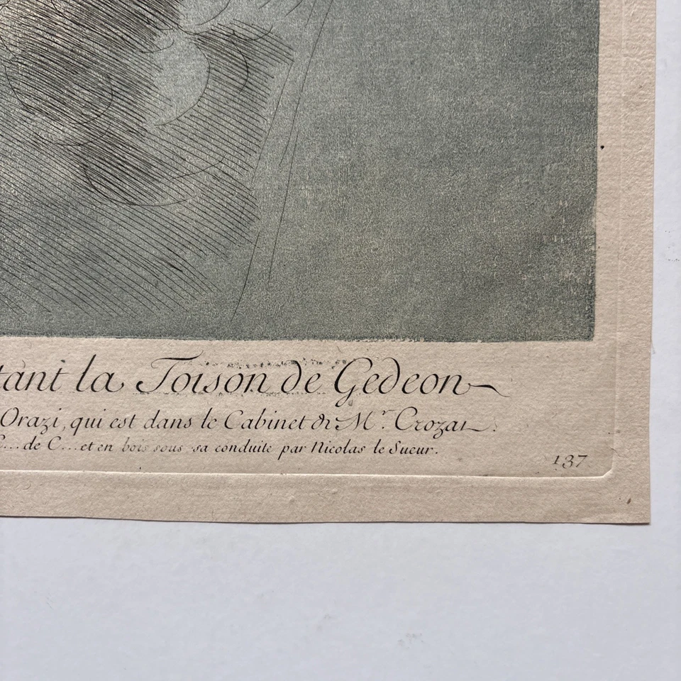 Antique Engraving Three angels carrying Gideon's fleece Recueil Crozat 1729 - Image 4 of 4