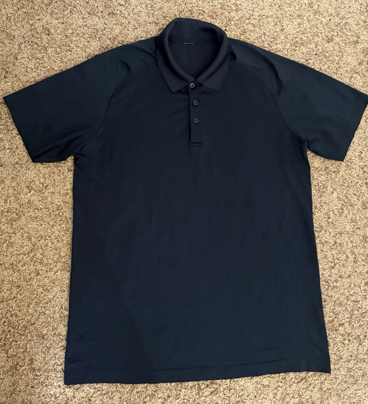 Lululemon Navy Blue Polo Men's Small Short Sleeve Athletic Shirt