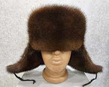 Warm Winter Mink Hat Vintage Soviet Brown Hat Ushanka USSR size 58 56