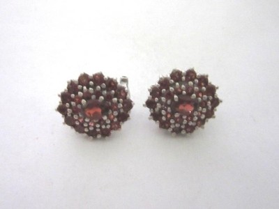 Wunderschöne Ohrclips Silber mit Stecker und Granaten  (925er) OM6983