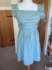 New Shein sage green smock mini-dress, flutter sleeve, tie back size S - UsedVGC