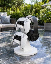 Dual Controller Headphone Stand Holder Fits PS5 DualSense Gaming Desk Mount