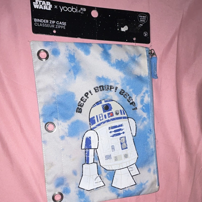 yoobi Star Wars R2-D2 Binder Zip Case Tie-Dye Blue & White Modern Boys & Girls
