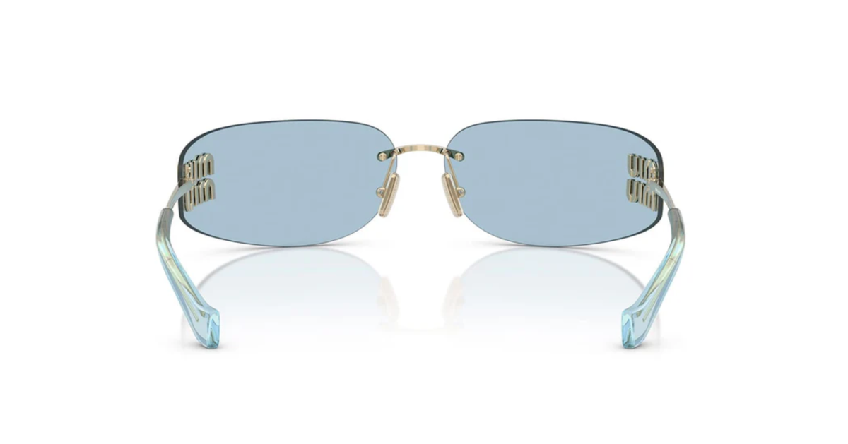 Miu Miu MU A51S ZVN10P Unisex Rectangle Sunglasses in Gold with