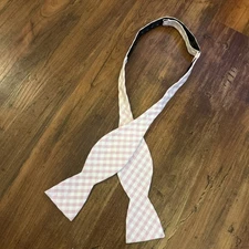 Saddlebred Cotton Bow Tie Pink Gingham Checked Checkered Adjustable Self Tie