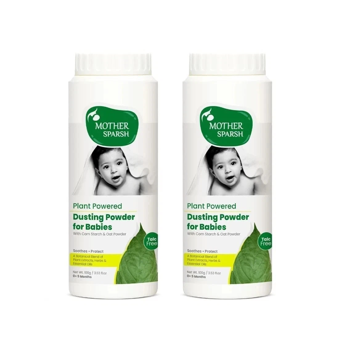 Mother Sparsh Baby Dusting Powder 100g x2 | Talc Free |Corn Starch & Oat Formula