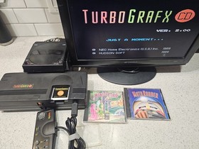 Turbo Grafx 16, Docking Base, CD Rom Drive Plus Games, Controller, System Card
