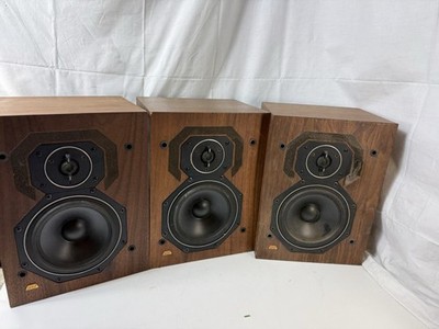 Vintage Shure HTS 50LRS Home Theater Speakers Set of 3 Wood Grain Audiophile 
