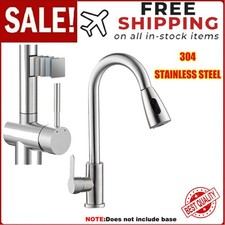 Kitchen Sink Faucet Brushed Nickel Single Handle Swivel Pull Down Sprayer Mixer