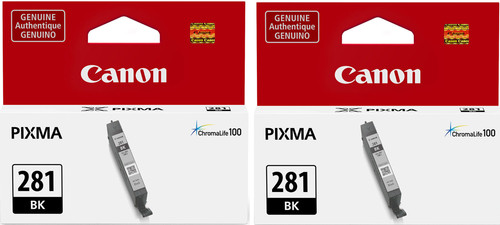 New Genuine Canon CLI-281 Black 2PK Ink Cartridges PIXMA TR7520, TR8520