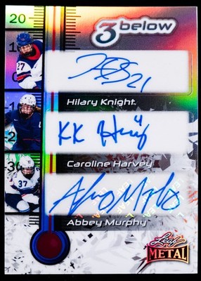 Abbey Murphy Hillary Knight Caroline Harvey Auto 1/1 2026 Leaf Metal 3 Below USA