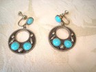 925 Mexican Silver SB Earrings Hoop Dangles Turquoise Color Stones KJ — photo 2