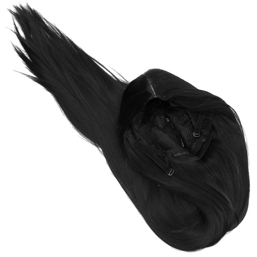 Heat Resistant Black Synthetic Fiber Wig Long Straight Hair - Afbeelding 5 van 12