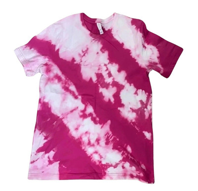 Bella Canvas Homemade Pink with Bleached Striped Tshirt Size Large