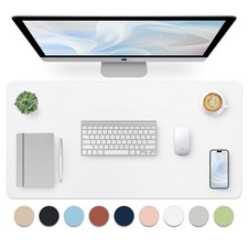 Bloss White Desk Mat, Mouse Pad, Waterproof Leather Desk Pad, Desk Matt for D...