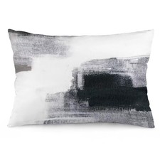 Black White Abstract Art Painting Throw Pillow Cover Queen Size White and Bla...