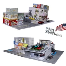 Diorama 1:64 Diecast Garage Model LED Japanese Model Car Scene Display Case US