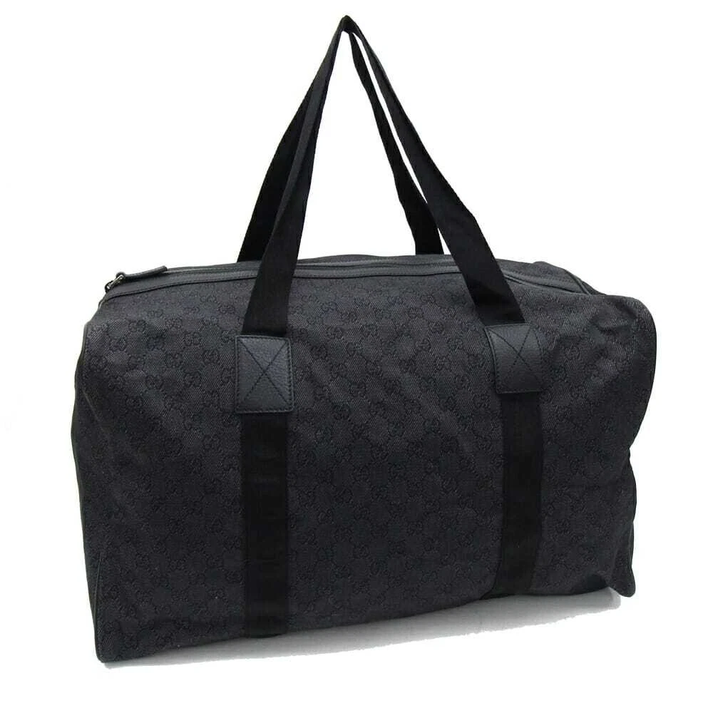 Sac Gucci Boston GG avec pochette de rangement 105671 toile noire occasion pliable baggag