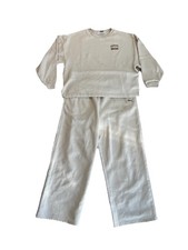 Puma Crema Polar Sudadera Sudadera Pantalones de chándal Conjunto ancho holgado XL