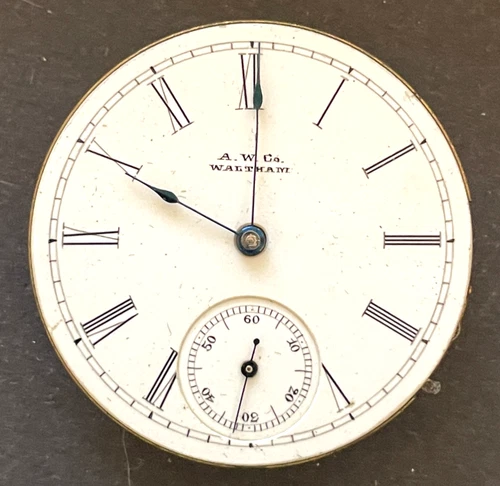 Antique Waltham 1873 Seaside AW Co. Pocket Watch Movement Parts/Repair 6s 7j USA