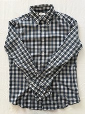 Lucky Brand Slim Fit Dress Shirt Blue White Plaid Button-Down Long Sleeve M