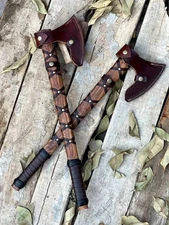Custom Handmade Carbon Steel Blade Pair Of Ragnar Viking Axe Hunting Axe US