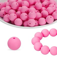 100Pcs Silicone Beads 15mm Silicone Beads Bulk for Pens Loose Round Pink