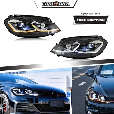 Voll LED Scheinwerfer für VW Golf 7.5 Mk7.5 mit sequenziellem Blinker Halogen
