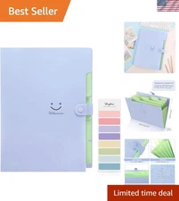 Cute Purple Accordion Document Organizer - Lightweight A4 Expanding File Folder