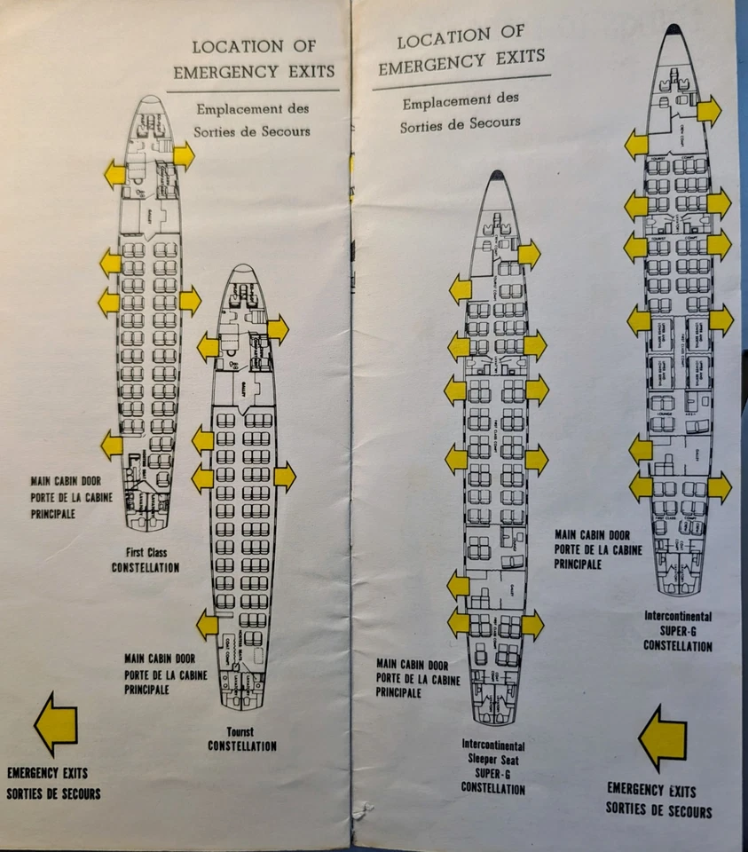 Tarjeta de seguridad TWA Constellation - Folleto + Juego de colección TWA Paris - Connie Ephemera Foto 2 de 4