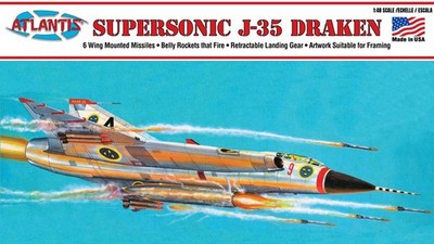 J-35 Supersonic Draken 1/48 scale with Firing Missiles Atlantis Toy and Hobby